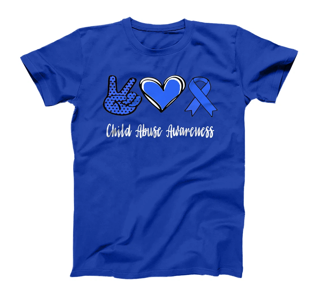 Peace Love Hope Child Abuse Awareness Blue Ribbon T-Shirt, Women T-Shirt