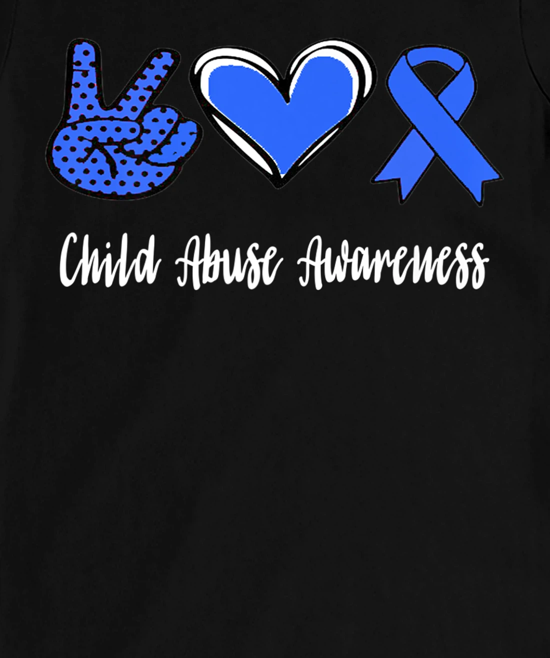 Peace Love Hope Child Abuse Awareness Blue Ribbon T-Shirt, Women T-Shirt