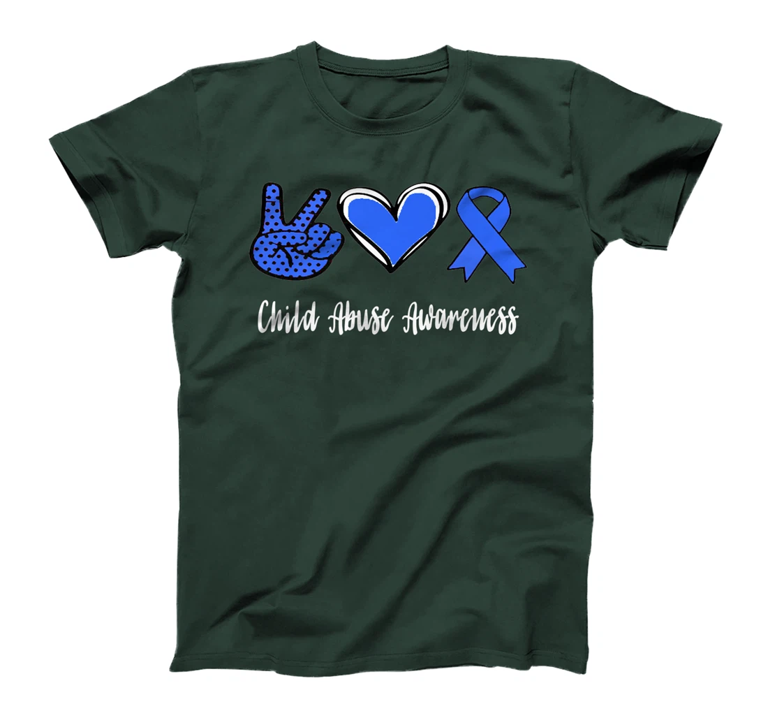 Peace Love Hope Child Abuse Awareness Blue Ribbon T-Shirt, Women T-Shirt