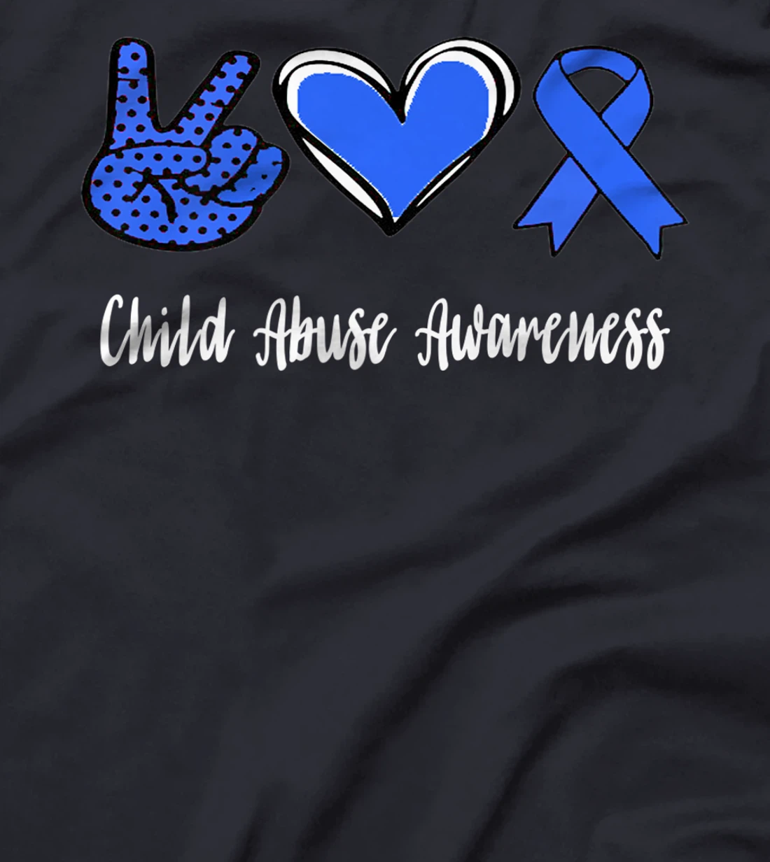 Peace Love Hope Child Abuse Awareness Blue Ribbon T-Shirt, Women T-Shirt