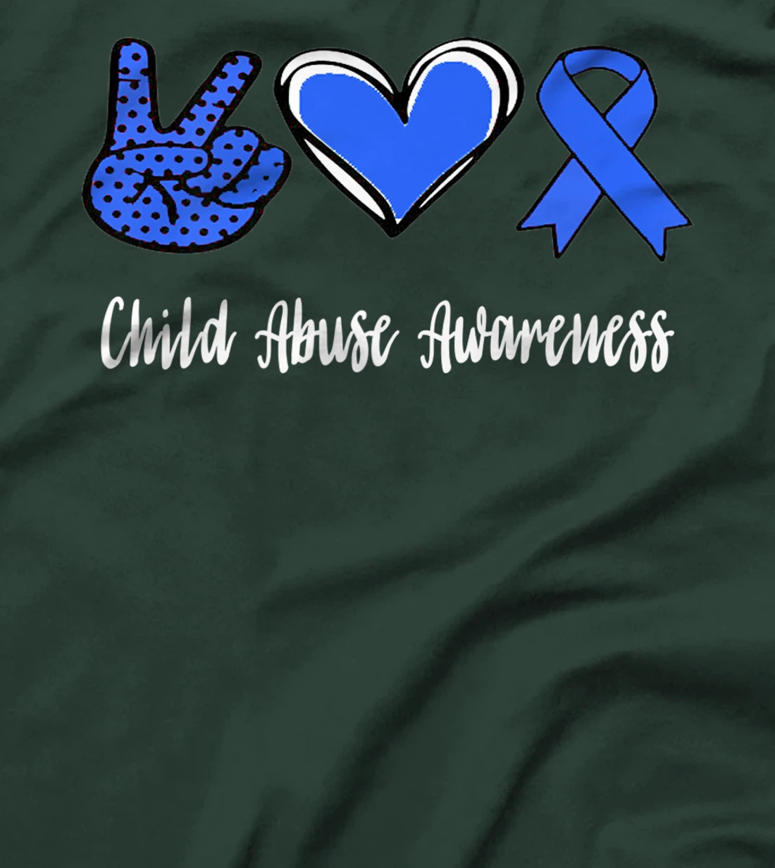 Peace Love Hope Child Abuse Awareness Blue Ribbon T-Shirt, Women T-Shirt
