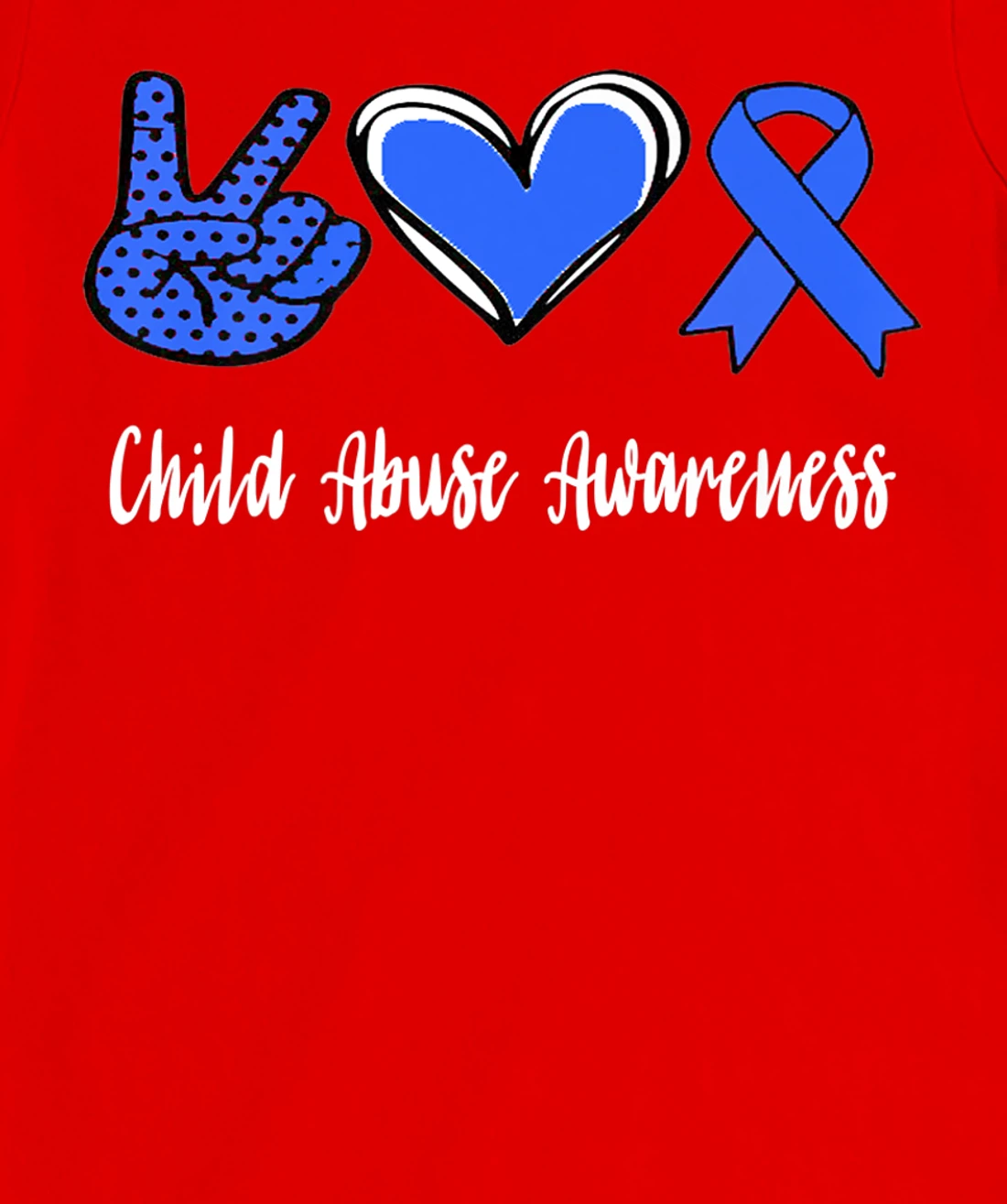 Peace Love Hope Child Abuse Awareness Blue Ribbon T-Shirt, Women T-Shirt