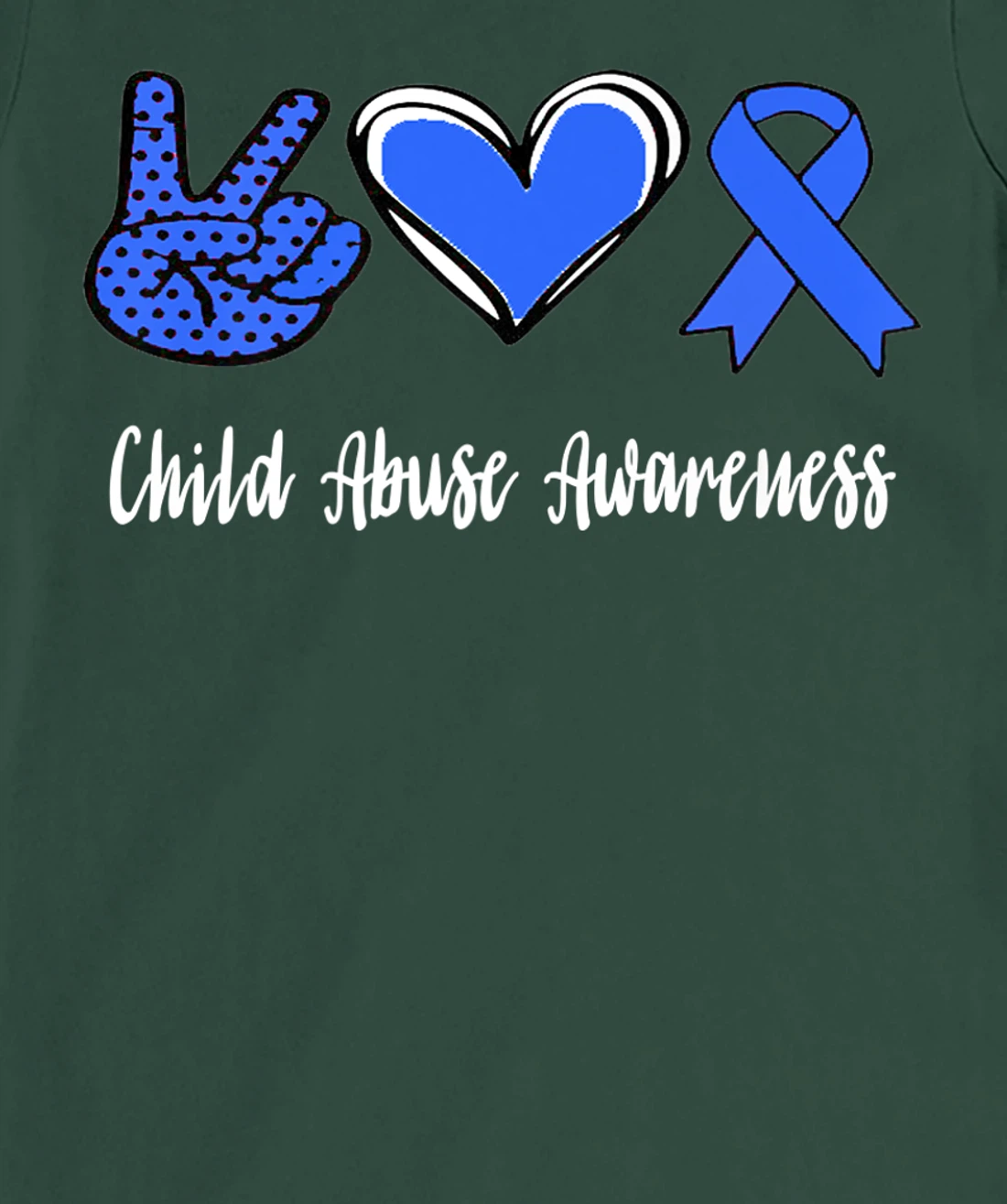 Peace Love Hope Child Abuse Awareness Blue Ribbon T-Shirt, Women T-Shirt