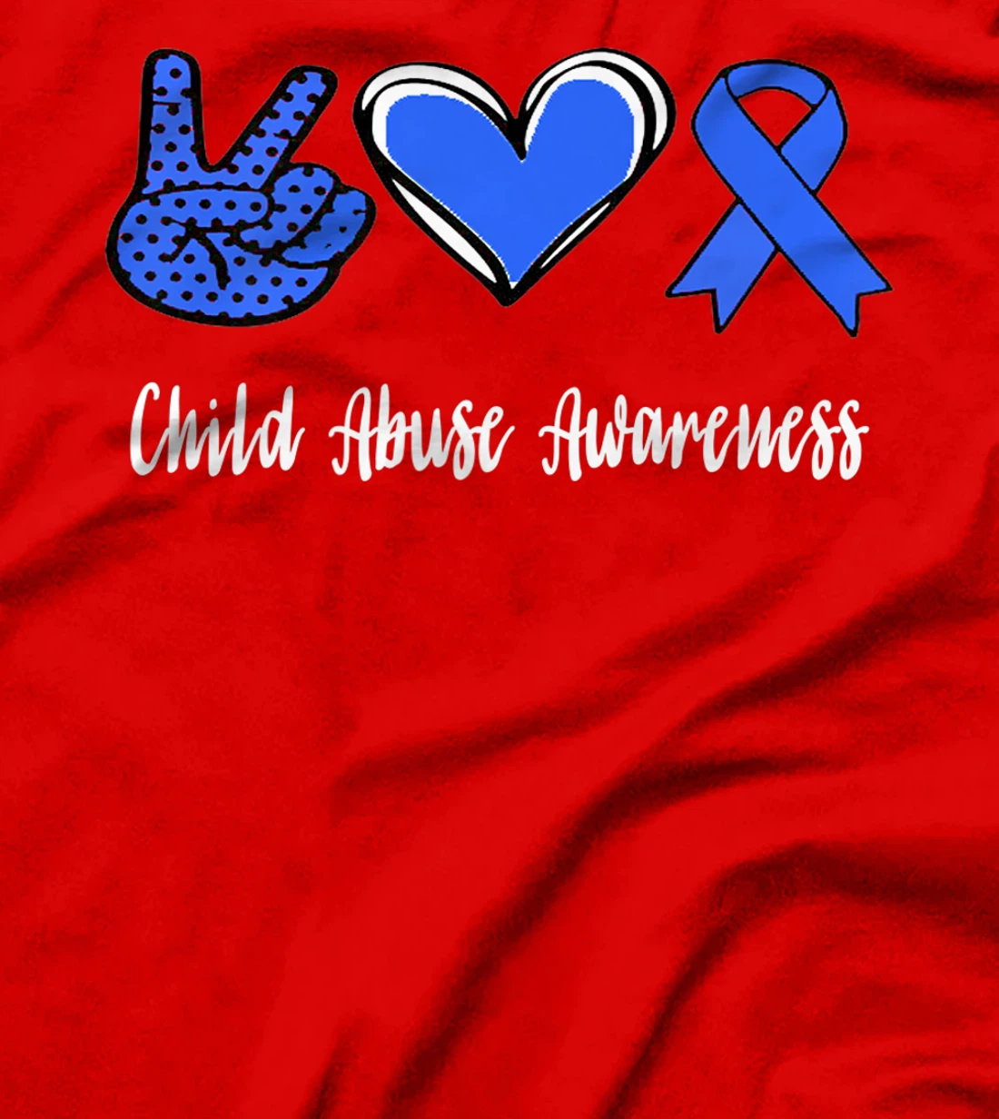 Peace Love Hope Child Abuse Awareness Blue Ribbon T-Shirt, Women T-Shirt