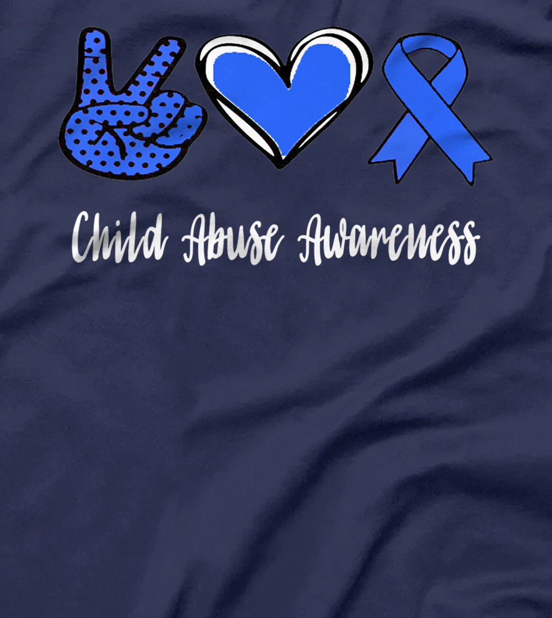 Peace Love Hope Child Abuse Awareness Blue Ribbon T-Shirt, Women T-Shirt