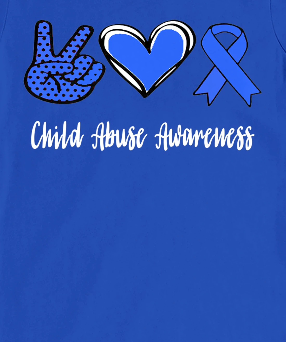 Peace Love Hope Child Abuse Awareness Blue Ribbon T-Shirt, Women T-Shirt