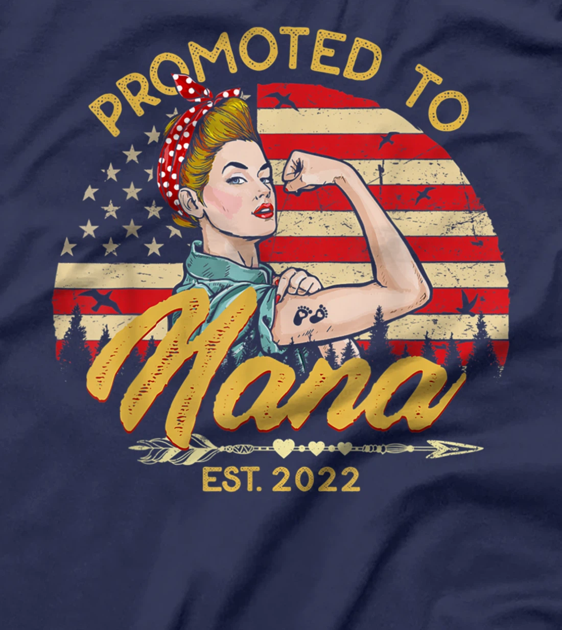 Promoted to Nana Est 2022 Women USA Flag First Time Grandma T-Shirt
