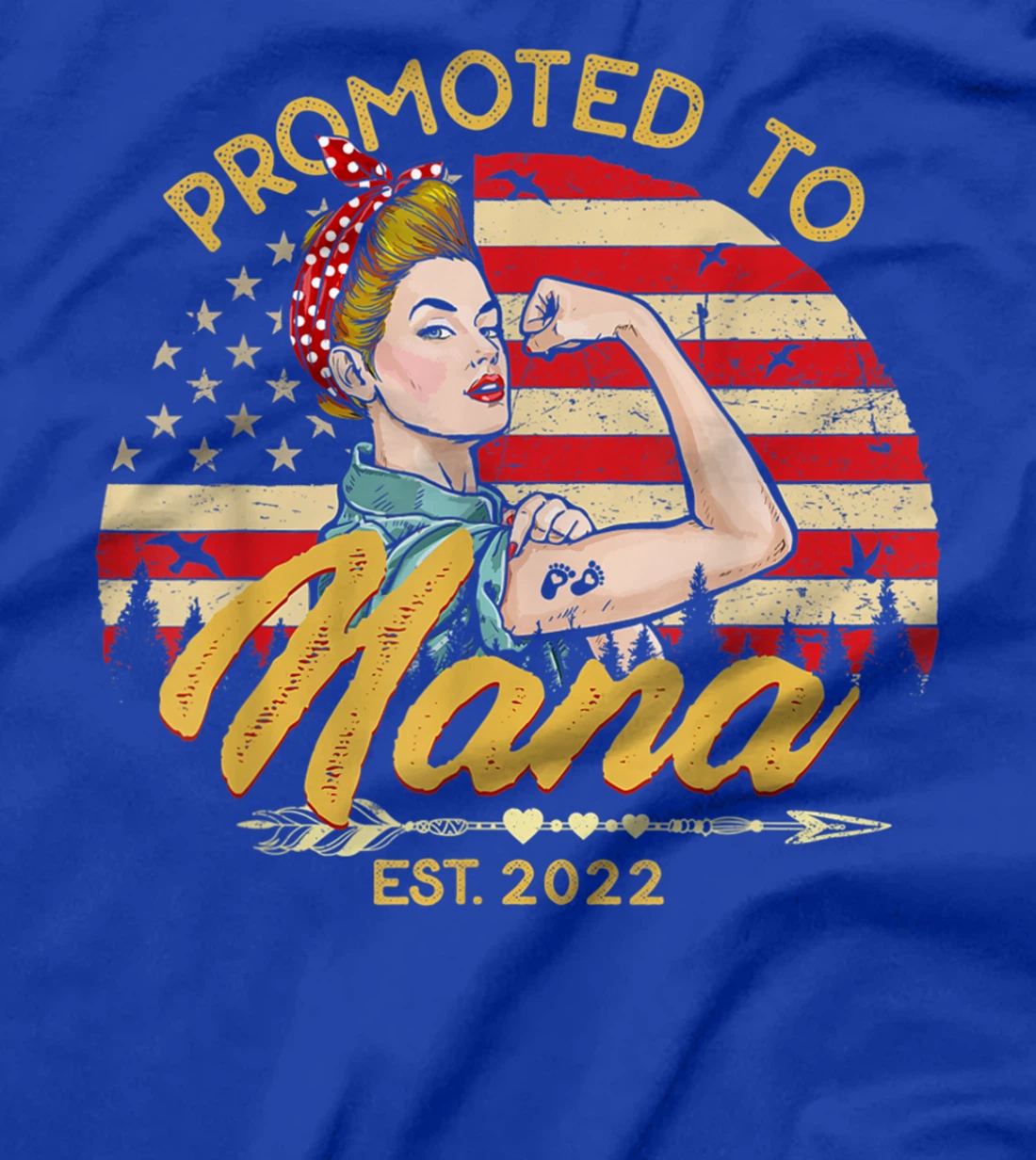 Promoted to Nana Est 2022 Women USA Flag First Time Grandma T-Shirt