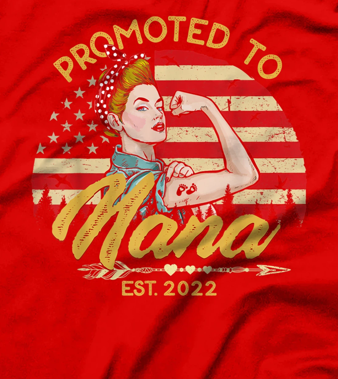 Promoted to Nana Est 2022 Women USA Flag First Time Grandma T-Shirt