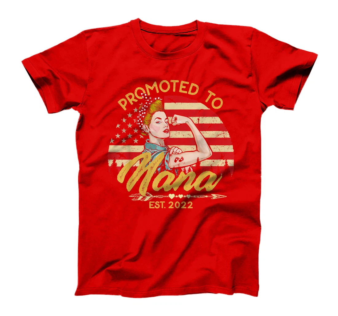 Promoted to Nana Est 2022 Women USA Flag First Time Grandma T-Shirt