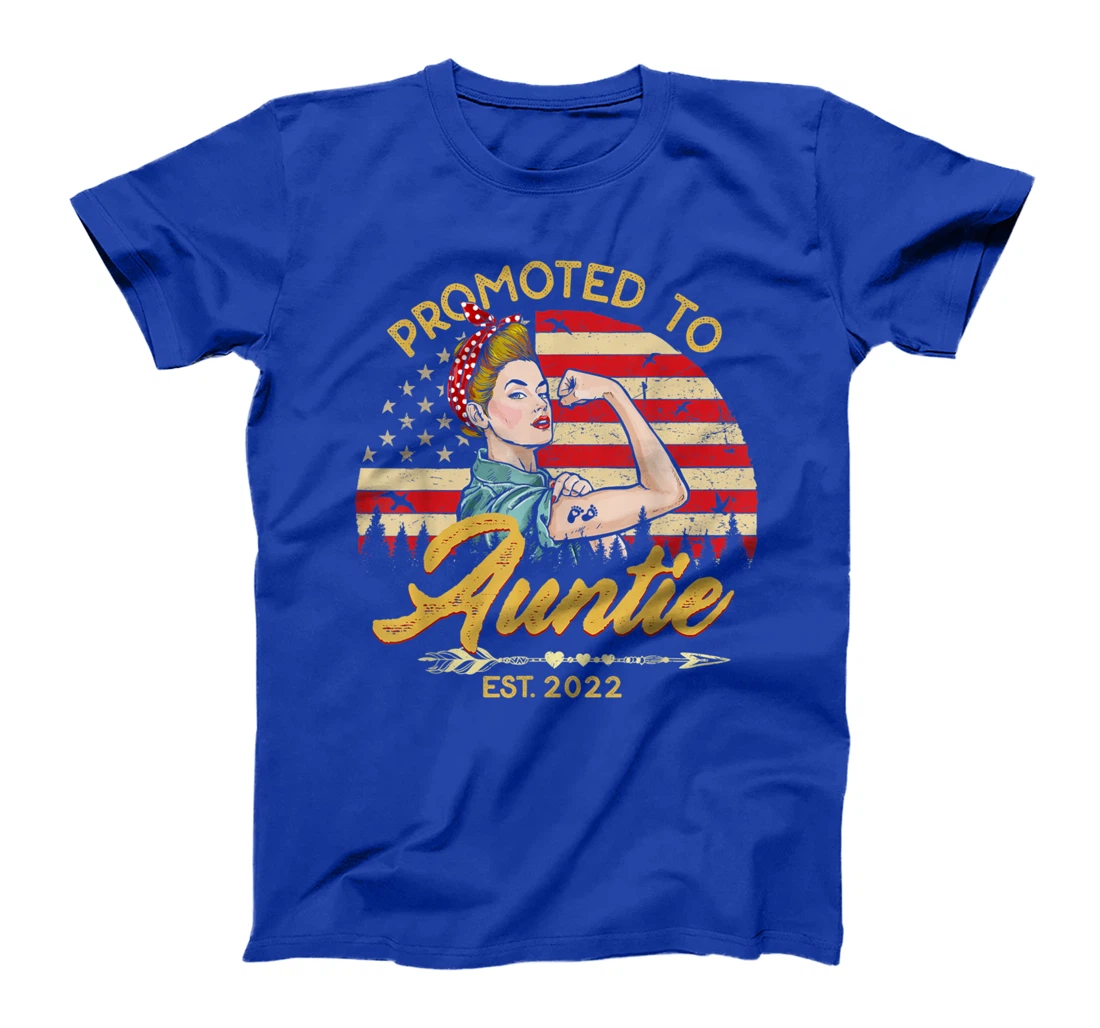 Promoted to Auntie Est 2022 Women USA Flag First Time Aunt T-Shirt