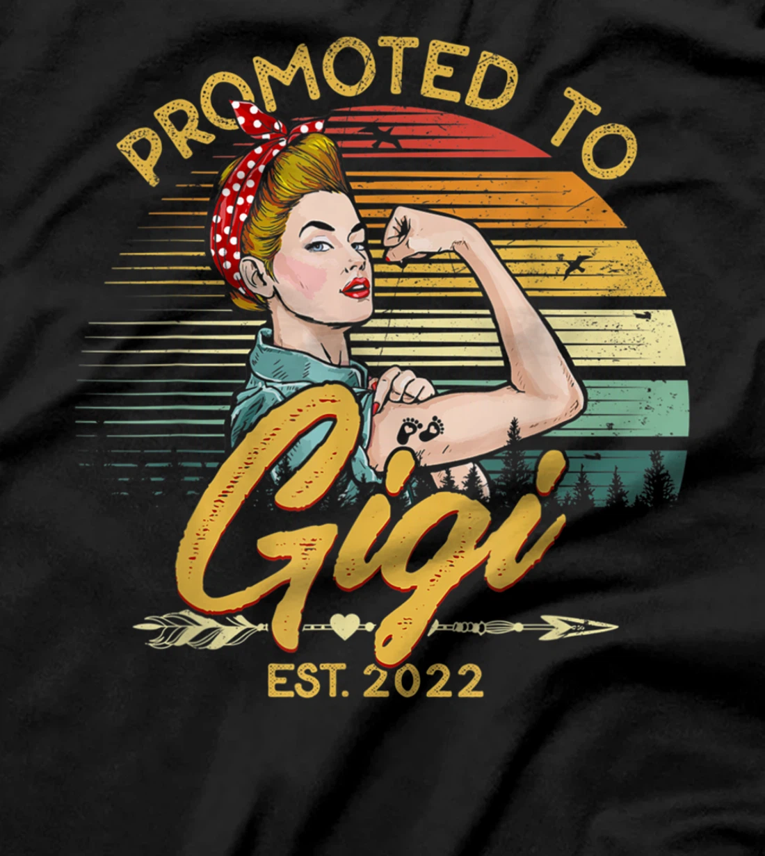 Promoted to Gigi Est 2022 Women Vintage First Time Grandma T-Shirt