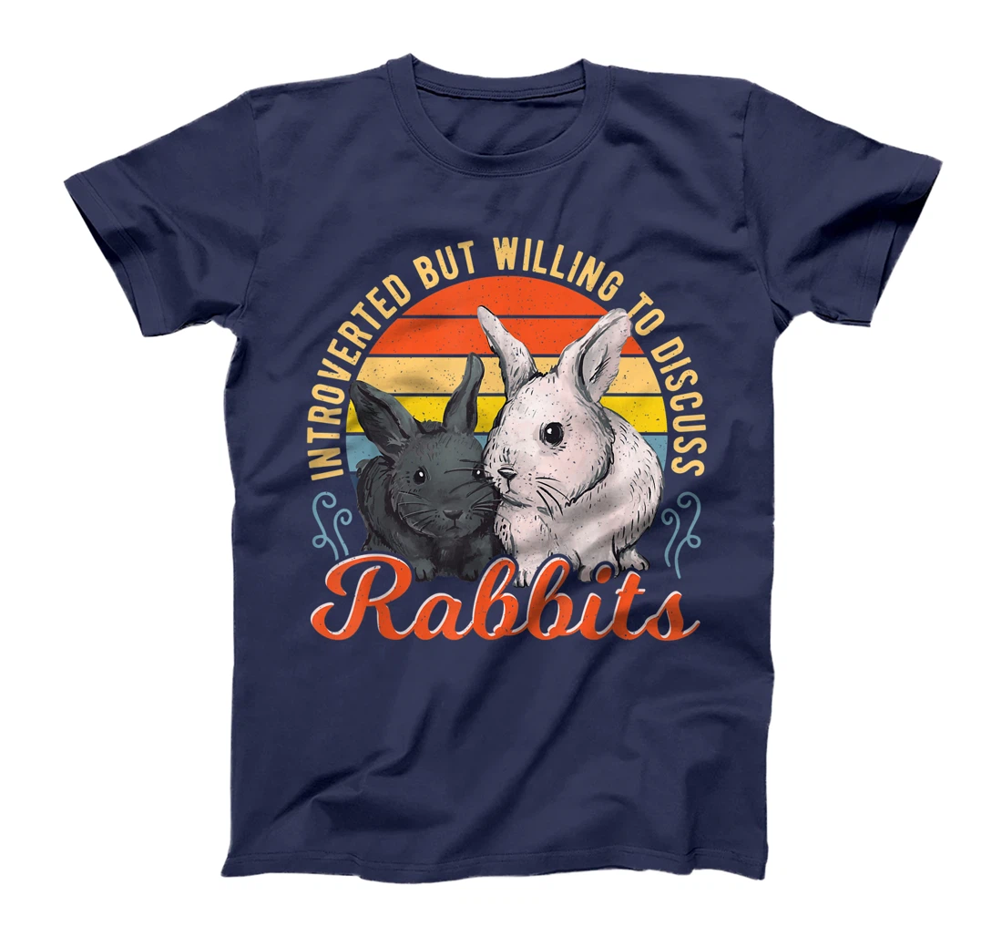 Introverted but Willing to Discuss Rabbits Bunny Pet Retro T-Shirt, Kid T-Shirt and Women T-Shirt