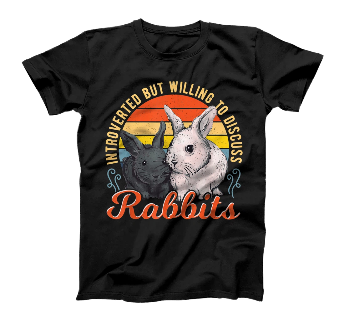 Introverted but Willing to Discuss Rabbits Bunny Pet Retro T-Shirt, Kid T-Shirt and Women T-Shirt
