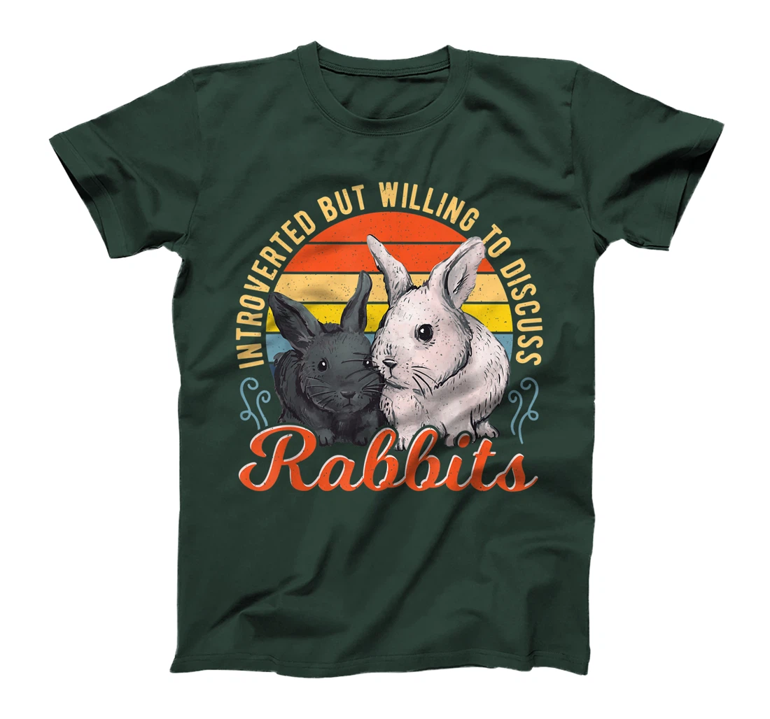 Introverted but Willing to Discuss Rabbits Bunny Pet Retro T-Shirt, Kid T-Shirt and Women T-Shirt