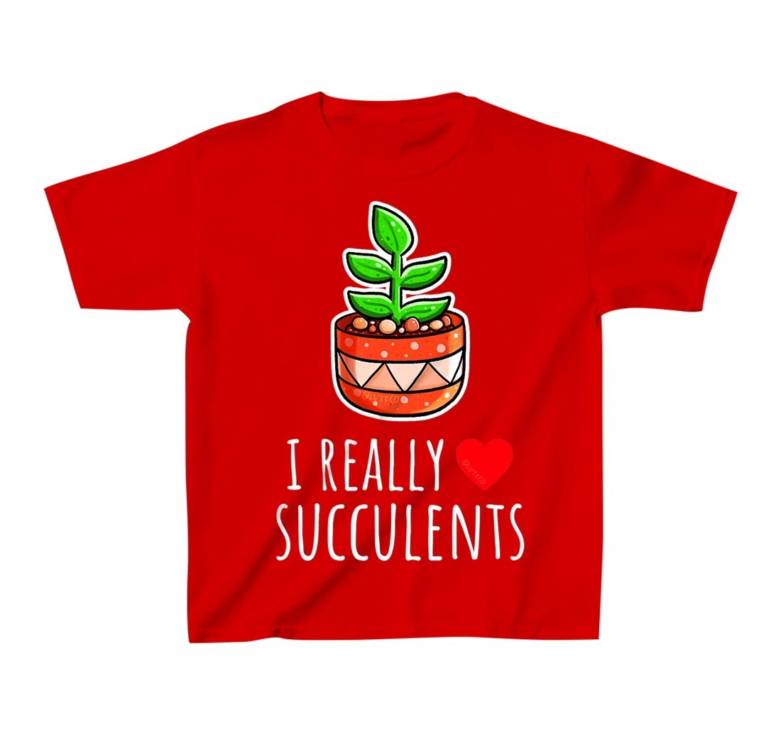 I Really Love Succulents Cute Minimalist Illustration T-Shirt, Kid T-Shirt and Women T-Shirt