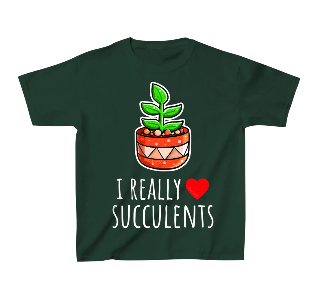 I Really Love Succulents Cute Minimalist Illustration T-Shirt, Kid T-Shirt and Women T-Shirt