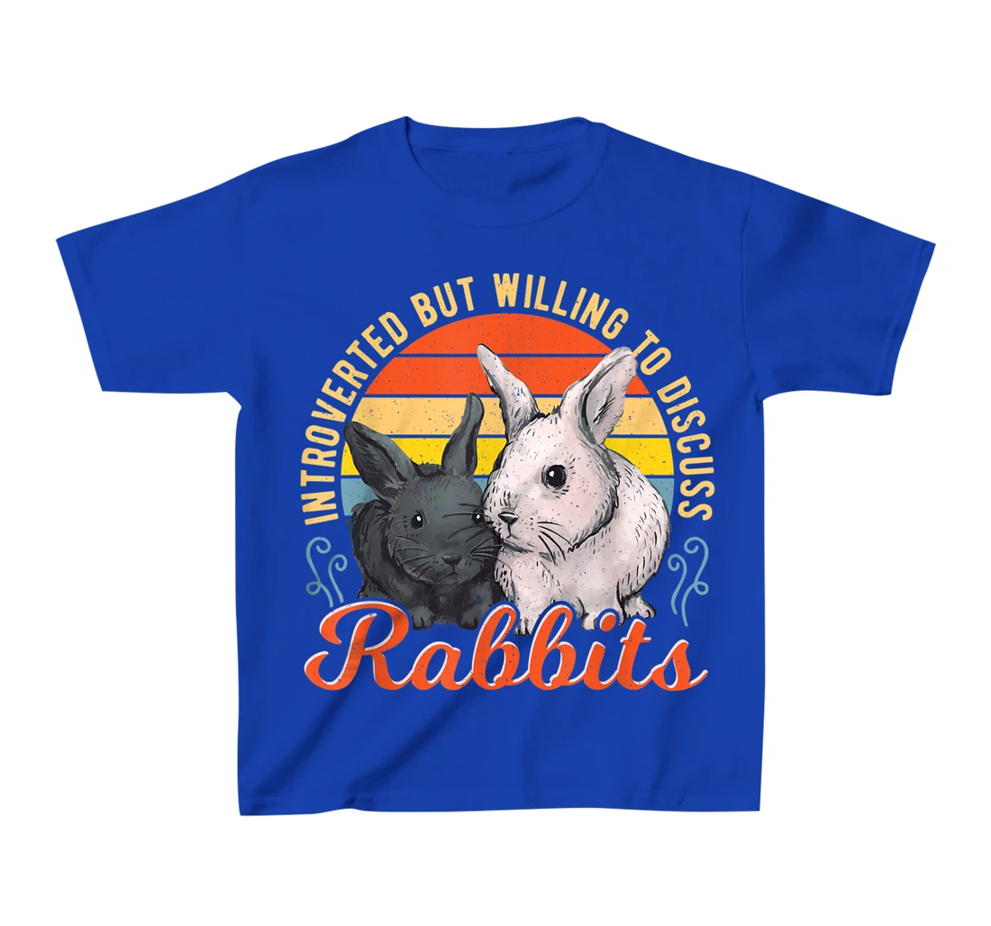 Introverted but Willing to Discuss Rabbits Bunny Pet Retro T-Shirt, Kid T-Shirt and Women T-Shirt