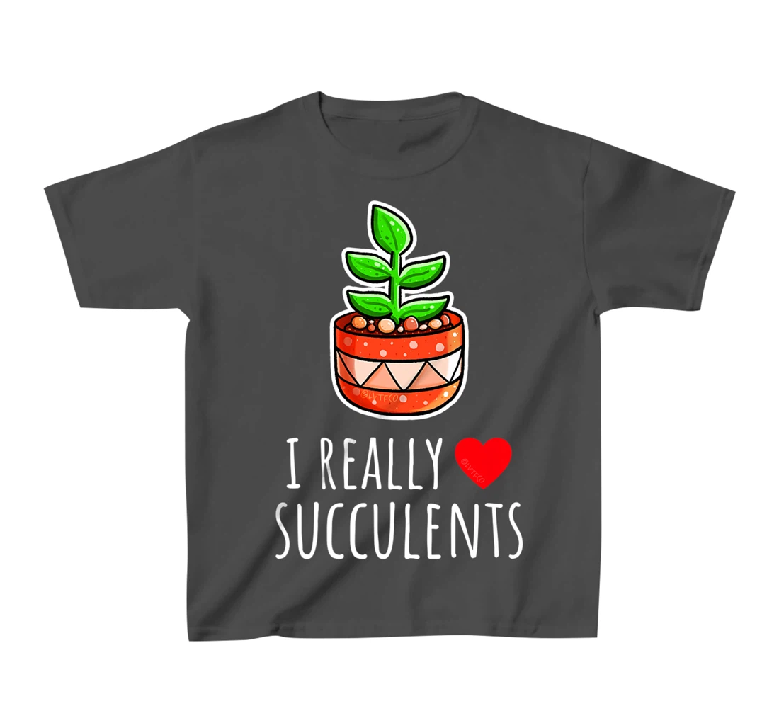 I Really Love Succulents Cute Minimalist Illustration T-Shirt, Kid T-Shirt and Women T-Shirt