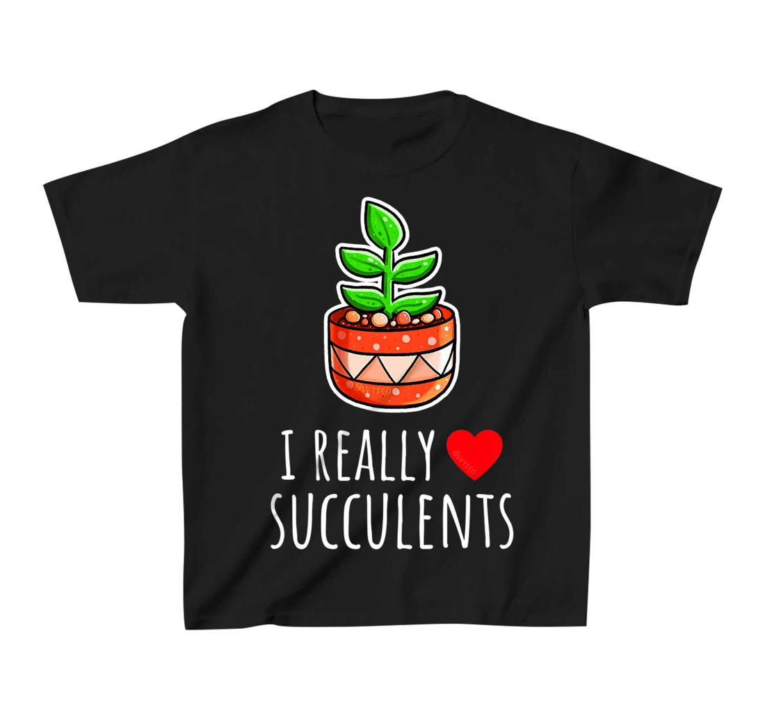 I Really Love Succulents Cute Minimalist Illustration T-Shirt, Kid T-Shirt and Women T-Shirt