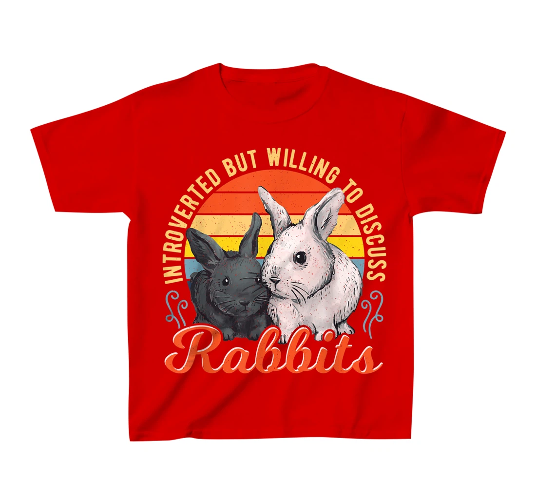 Introverted but Willing to Discuss Rabbits Bunny Pet Retro T-Shirt, Kid T-Shirt and Women T-Shirt
