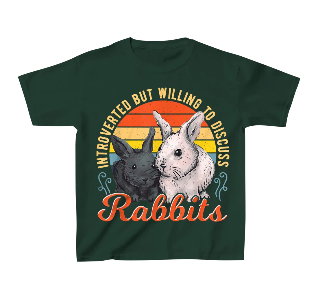 Introverted but Willing to Discuss Rabbits Bunny Pet Retro T-Shirt, Kid T-Shirt and Women T-Shirt