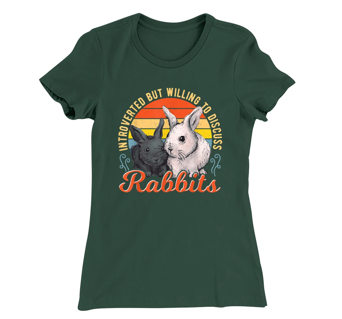 Introverted but Willing to Discuss Rabbits Bunny Pet Retro T-Shirt, Kid T-Shirt and Women T-Shirt
