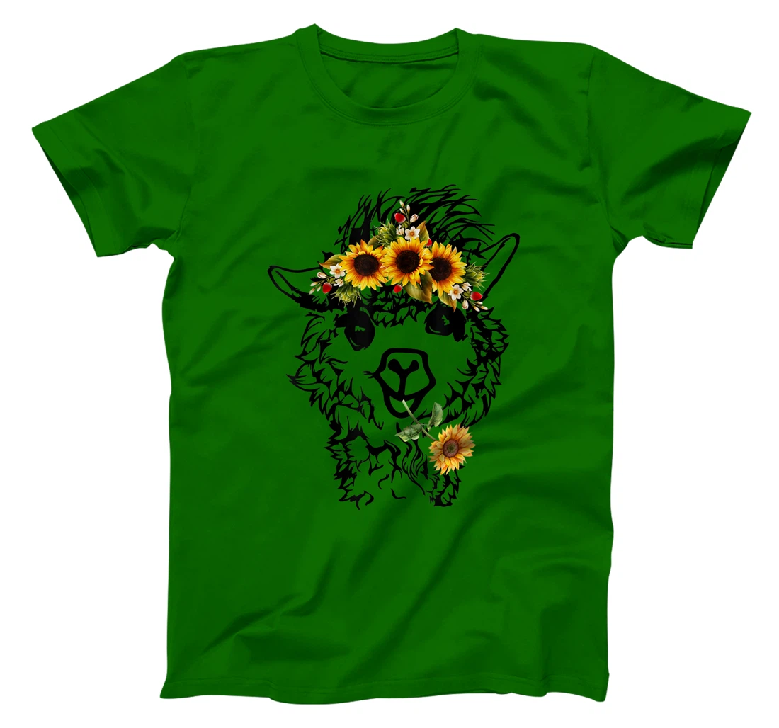 Women's Llama Alpaca Sunflower Bandana Animal Graphics Funny T-Shirt, Kid T-Shirt and Women T-Shirt