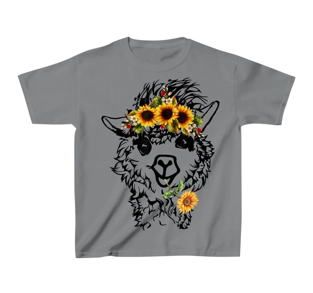 Women's Llama Alpaca Sunflower Bandana Animal Graphics Funny T-Shirt, Kid T-Shirt and Women T-Shirt