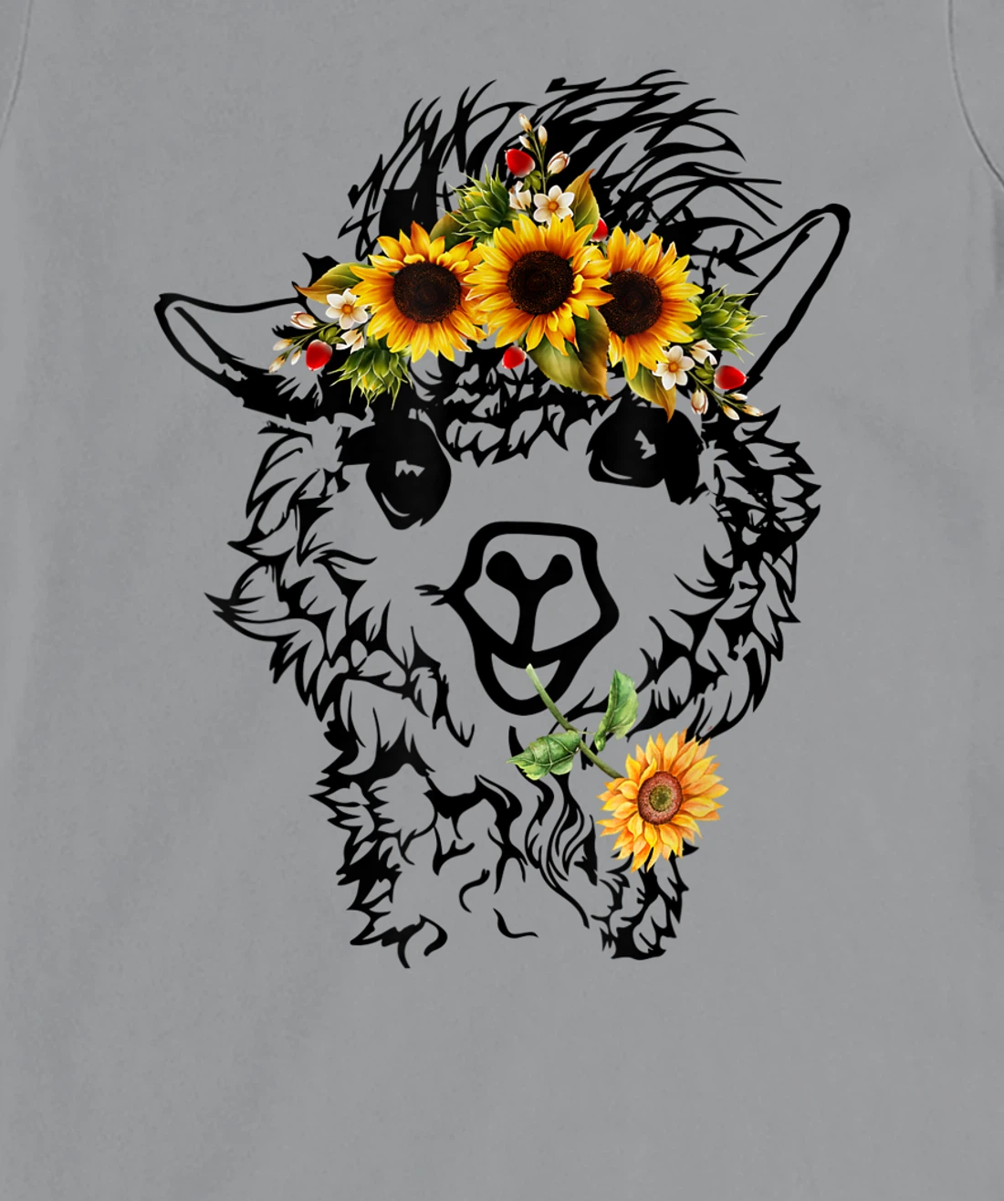 Women's Llama Alpaca Sunflower Bandana Animal Graphics Funny T-Shirt, Kid T-Shirt and Women T-Shirt
