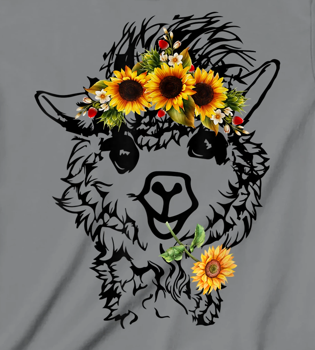 Women's Llama Alpaca Sunflower Bandana Animal Graphics Funny T-Shirt, Kid T-Shirt and Women T-Shirt