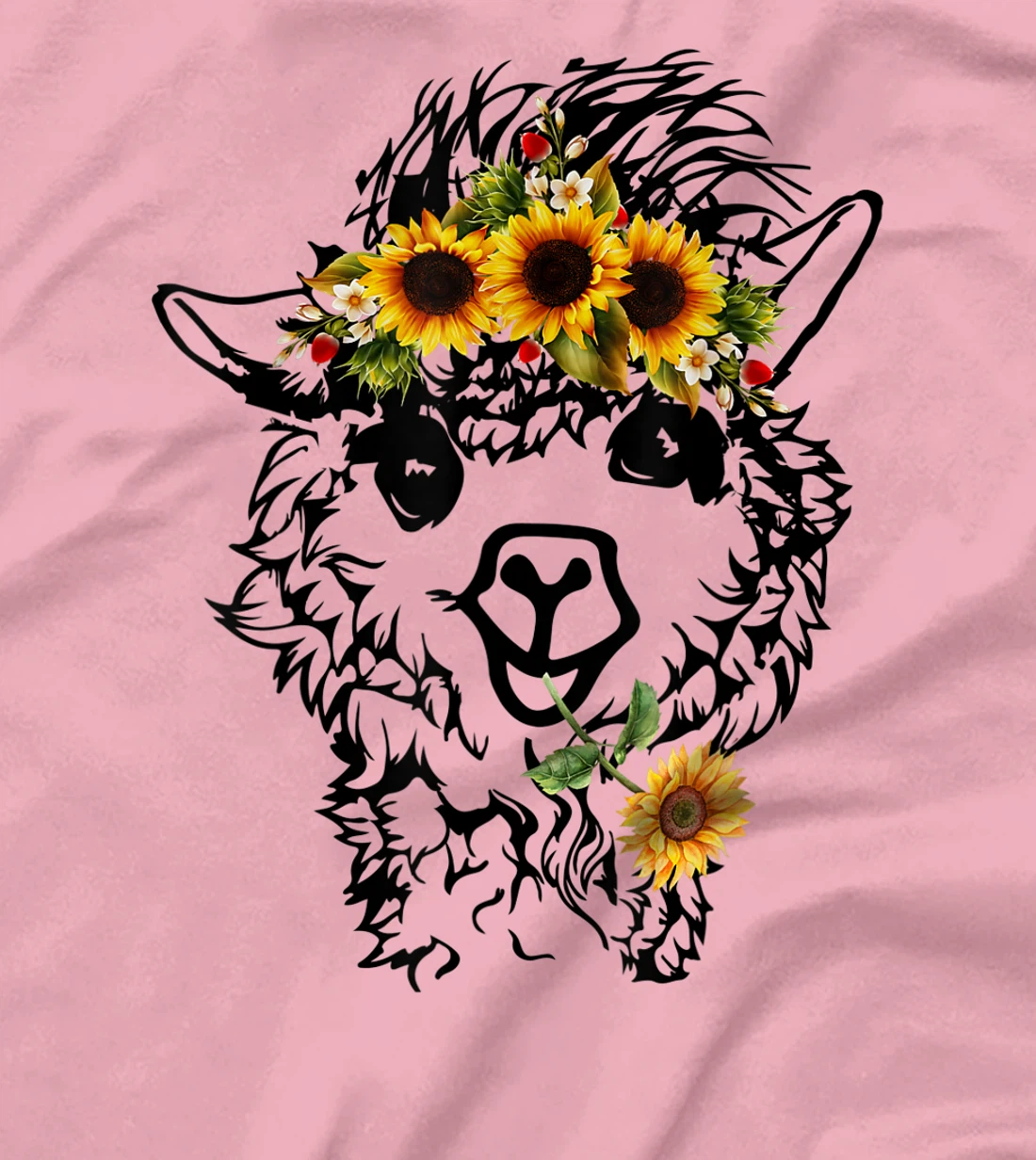 Women's Llama Alpaca Sunflower Bandana Animal Graphics Funny T-Shirt, Kid T-Shirt and Women T-Shirt