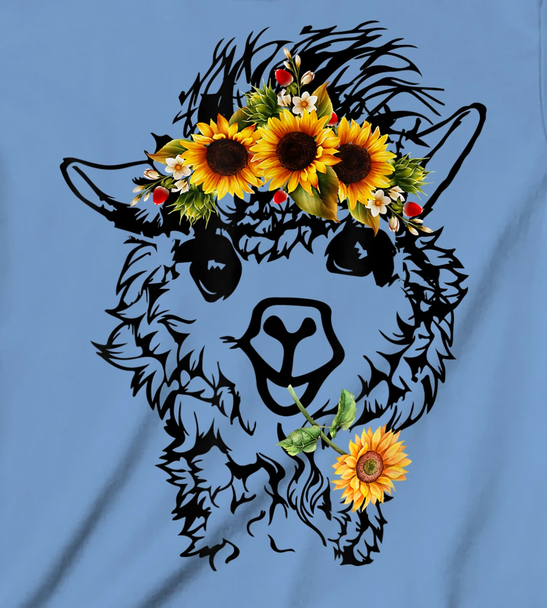 Women's Llama Alpaca Sunflower Bandana Animal Graphics Funny T-Shirt, Kid T-Shirt and Women T-Shirt
