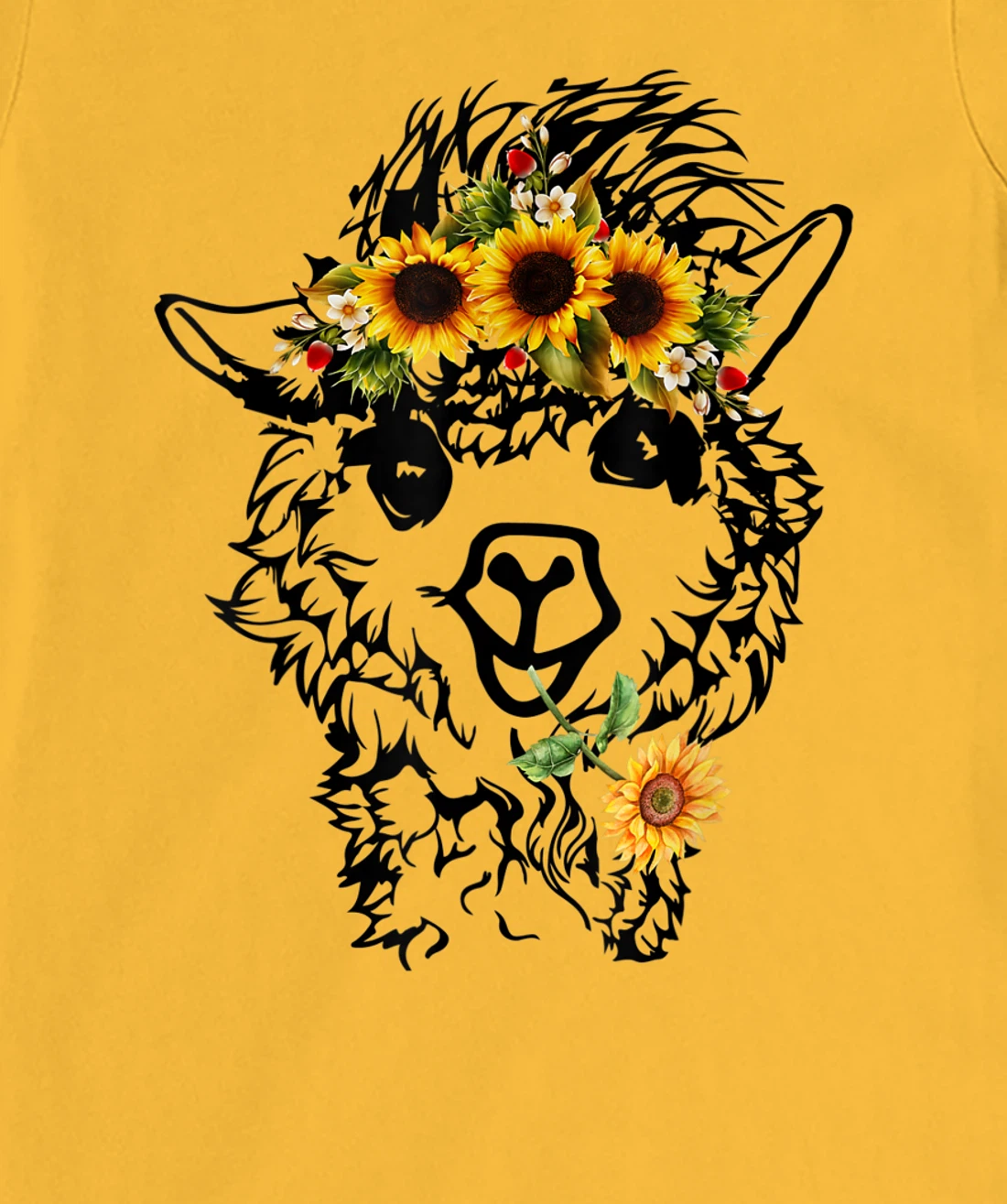 Women's Llama Alpaca Sunflower Bandana Animal Graphics Funny T-Shirt, Kid T-Shirt and Women T-Shirt