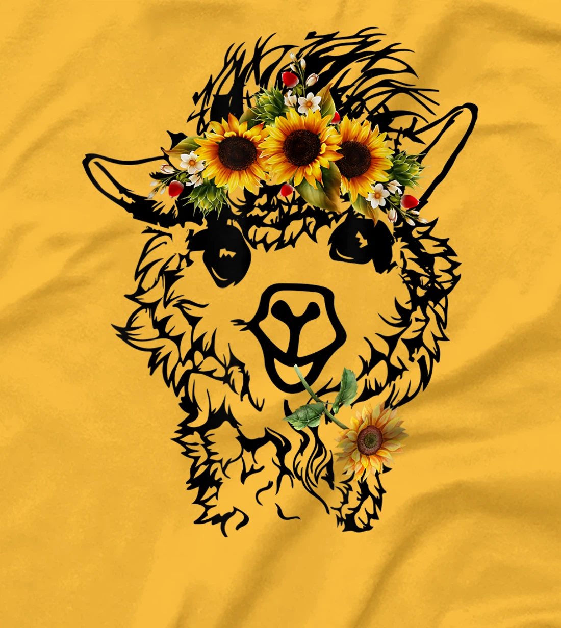Women's Llama Alpaca Sunflower Bandana Animal Graphics Funny T-Shirt, Kid T-Shirt and Women T-Shirt