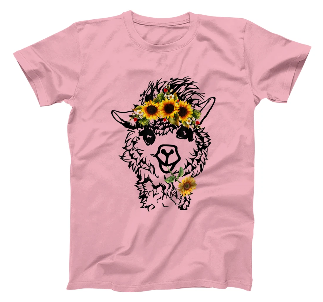 Women's Llama Alpaca Sunflower Bandana Animal Graphics Funny T-Shirt, Kid T-Shirt and Women T-Shirt