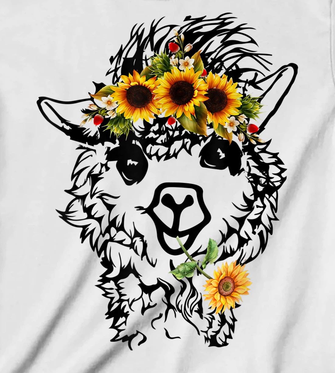 Women's Llama Alpaca Sunflower Bandana Animal Graphics Funny T-Shirt, Kid T-Shirt and Women T-Shirt