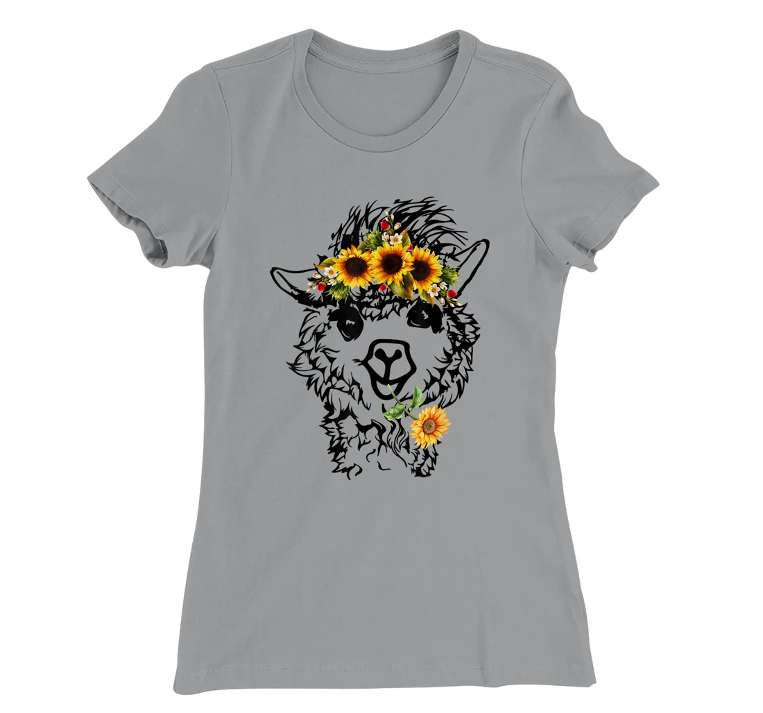 Women's Llama Alpaca Sunflower Bandana Animal Graphics Funny T-Shirt, Kid T-Shirt and Women T-Shirt