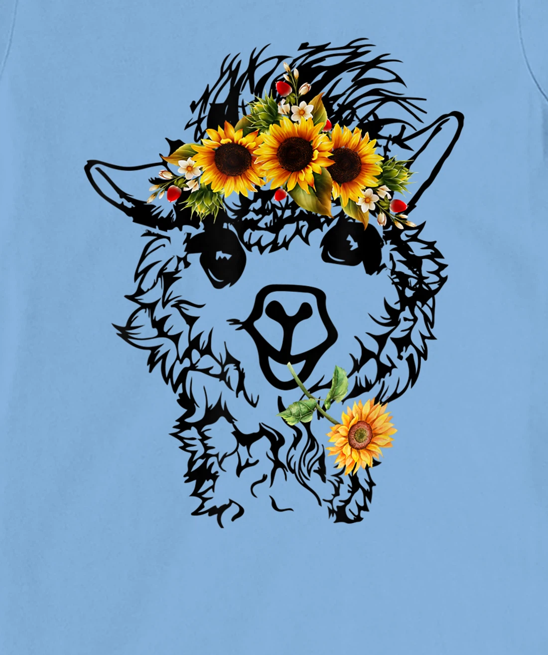 Women's Llama Alpaca Sunflower Bandana Animal Graphics Funny T-Shirt, Kid T-Shirt and Women T-Shirt