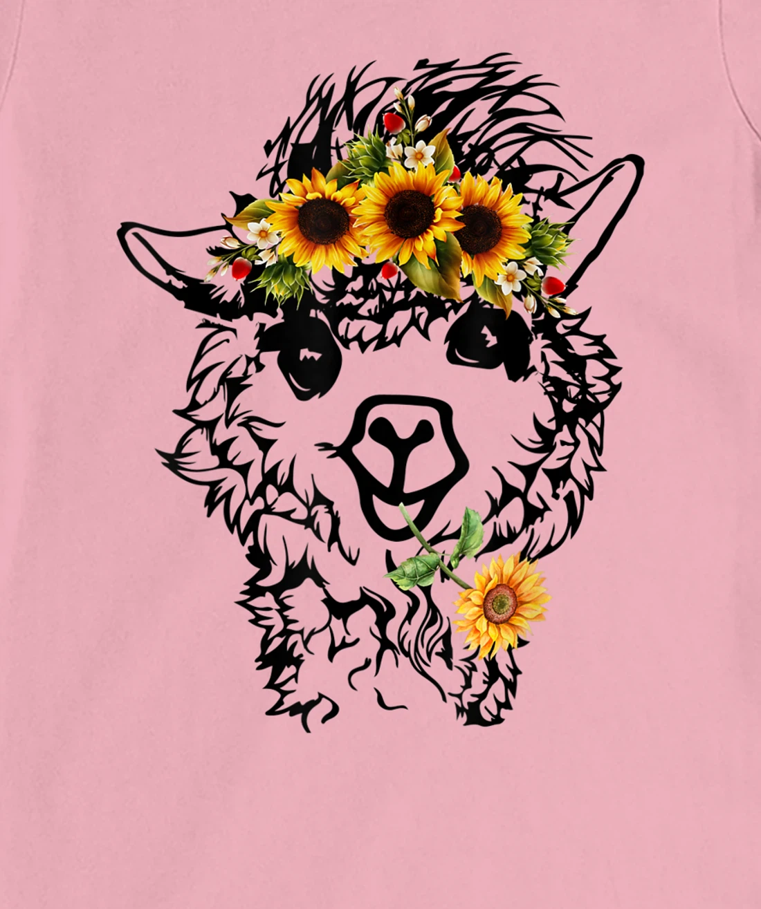 Women's Llama Alpaca Sunflower Bandana Animal Graphics Funny T-Shirt, Kid T-Shirt and Women T-Shirt