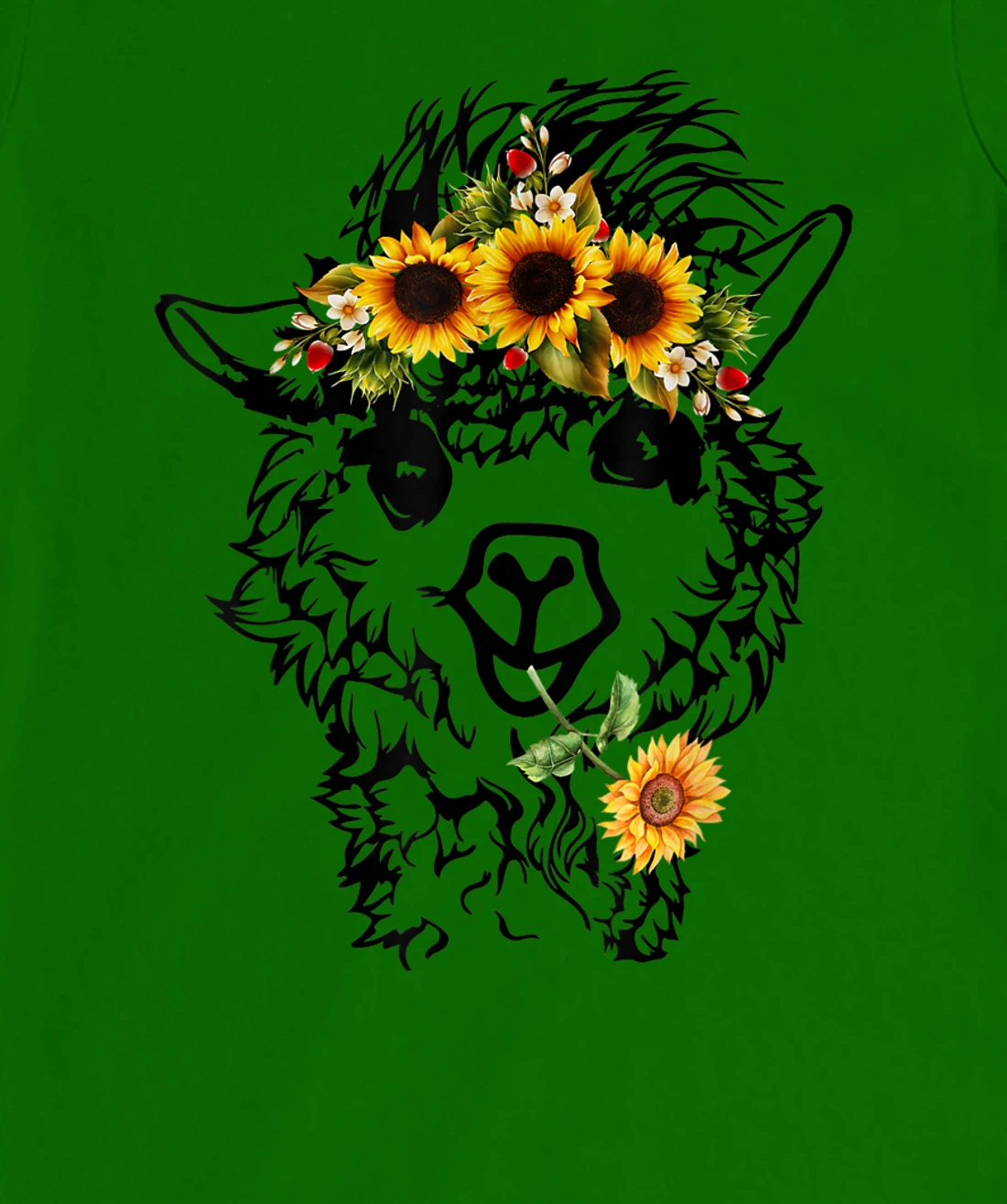 Women's Llama Alpaca Sunflower Bandana Animal Graphics Funny T-Shirt, Kid T-Shirt and Women T-Shirt