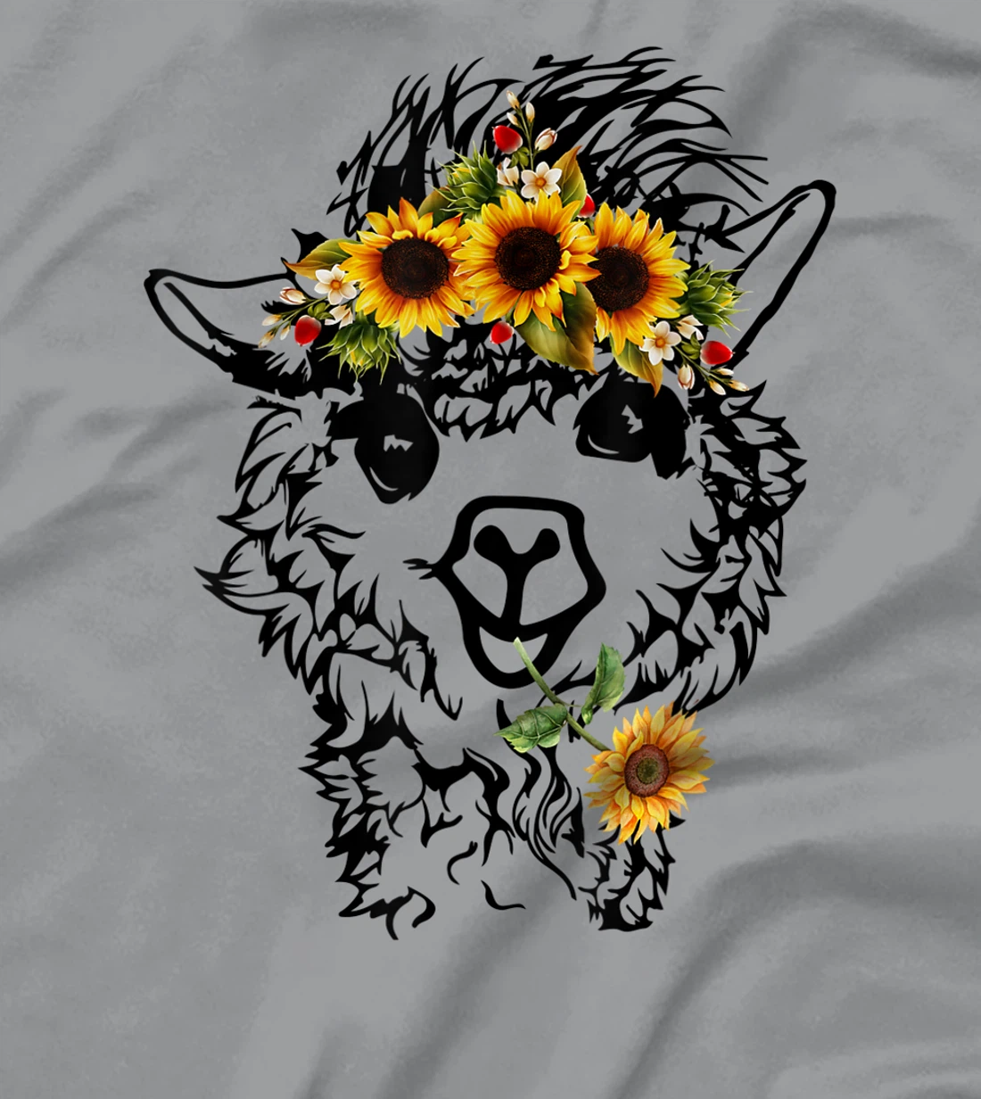 Women's Llama Alpaca Sunflower Bandana Animal Graphics Funny T-Shirt, Kid T-Shirt and Women T-Shirt