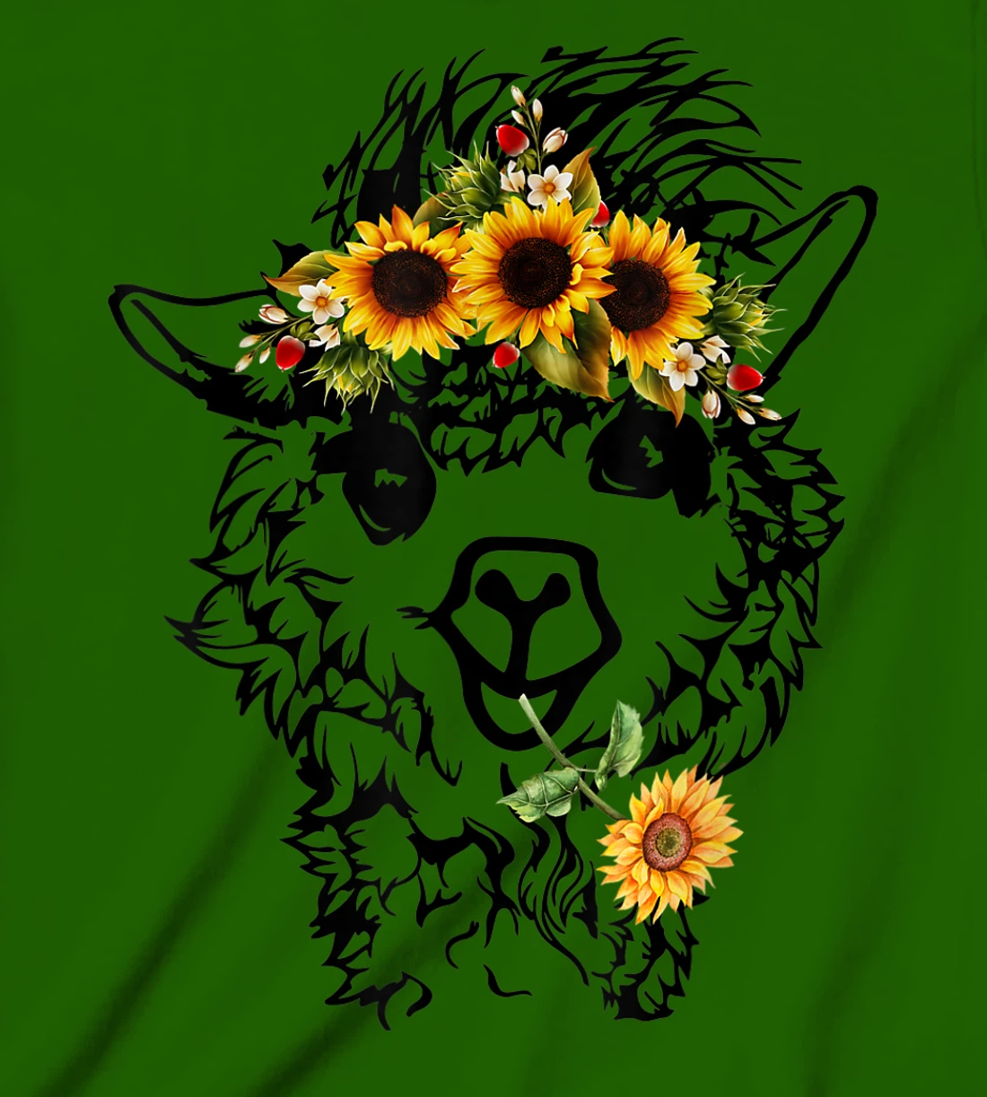 Women's Llama Alpaca Sunflower Bandana Animal Graphics Funny T-Shirt, Kid T-Shirt and Women T-Shirt