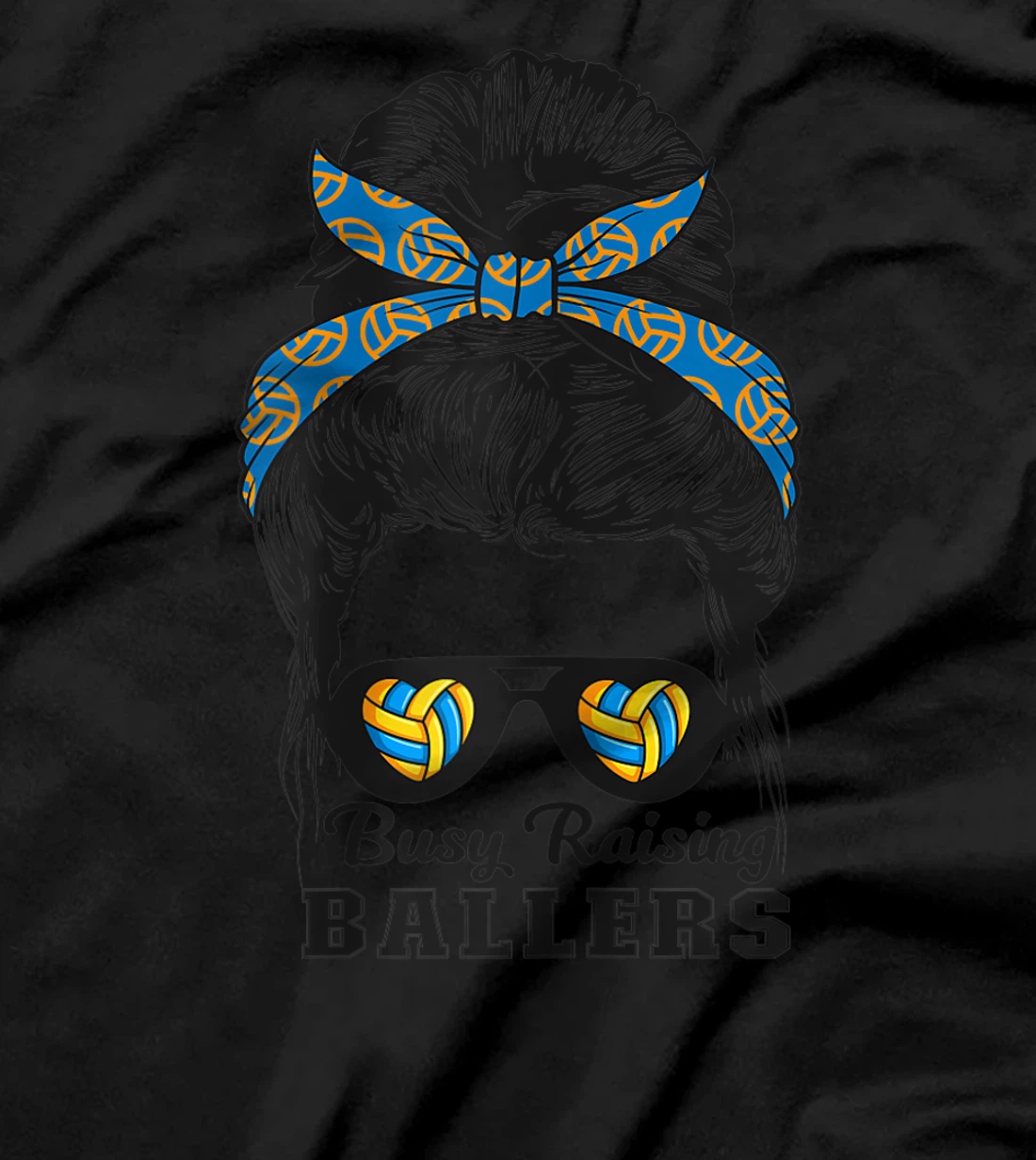 Busy Raising Ballers Messy Bun Love Heart Volleyball Mom T-Shirt, Women T-Shirt