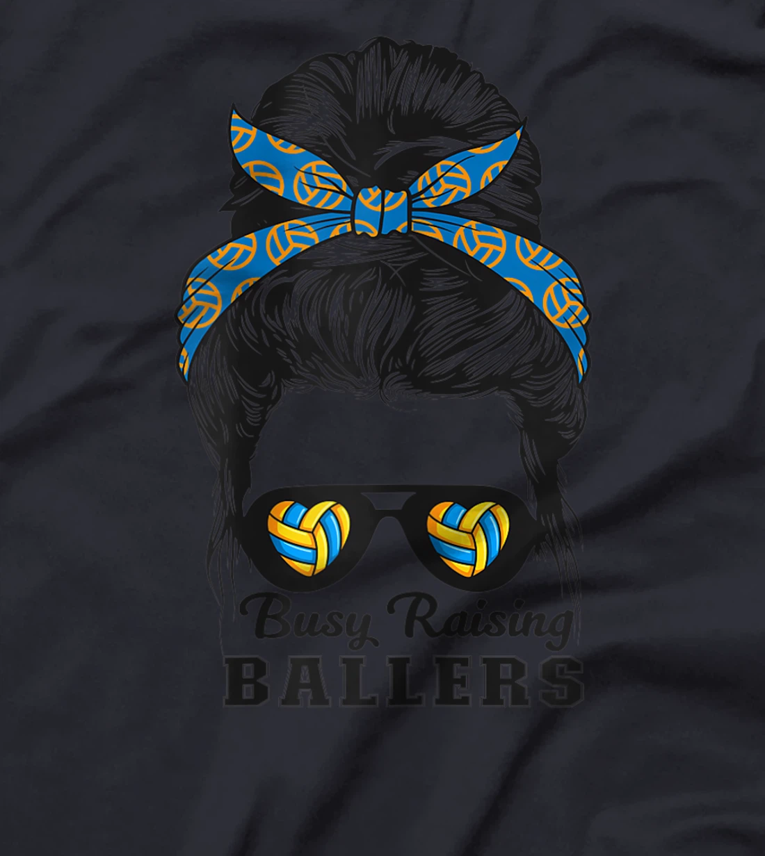 Busy Raising Ballers Messy Bun Love Heart Volleyball Mom T-Shirt, Women T-Shirt