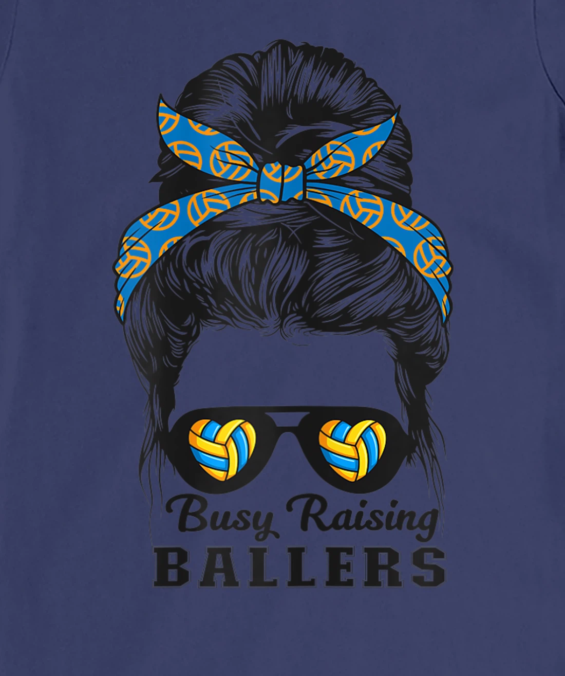 Busy Raising Ballers Messy Bun Love Heart Volleyball Mom T-Shirt, Women T-Shirt