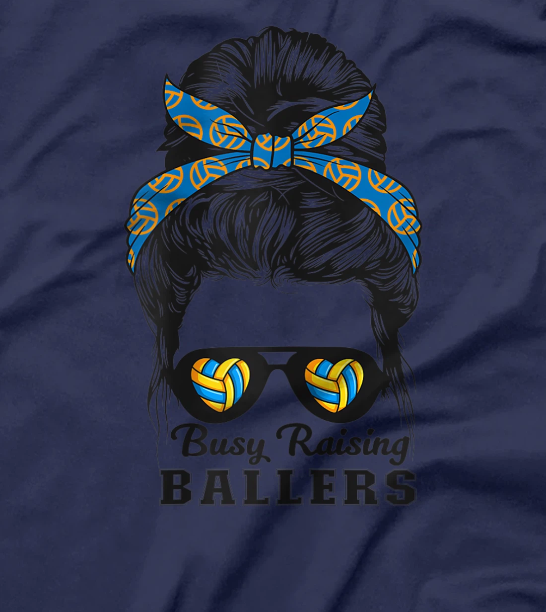 Busy Raising Ballers Messy Bun Love Heart Volleyball Mom T-Shirt, Women T-Shirt