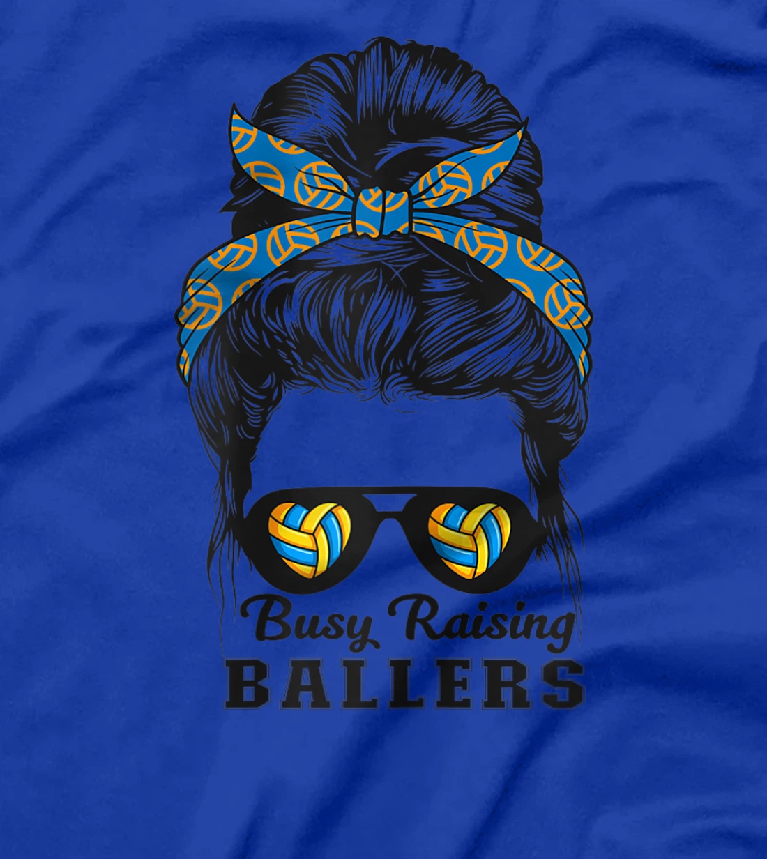 Busy Raising Ballers Messy Bun Love Heart Volleyball Mom T-Shirt, Women T-Shirt