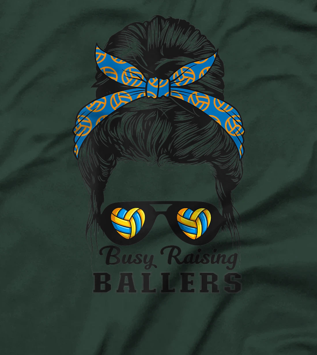 Busy Raising Ballers Messy Bun Love Heart Volleyball Mom T-Shirt, Women T-Shirt