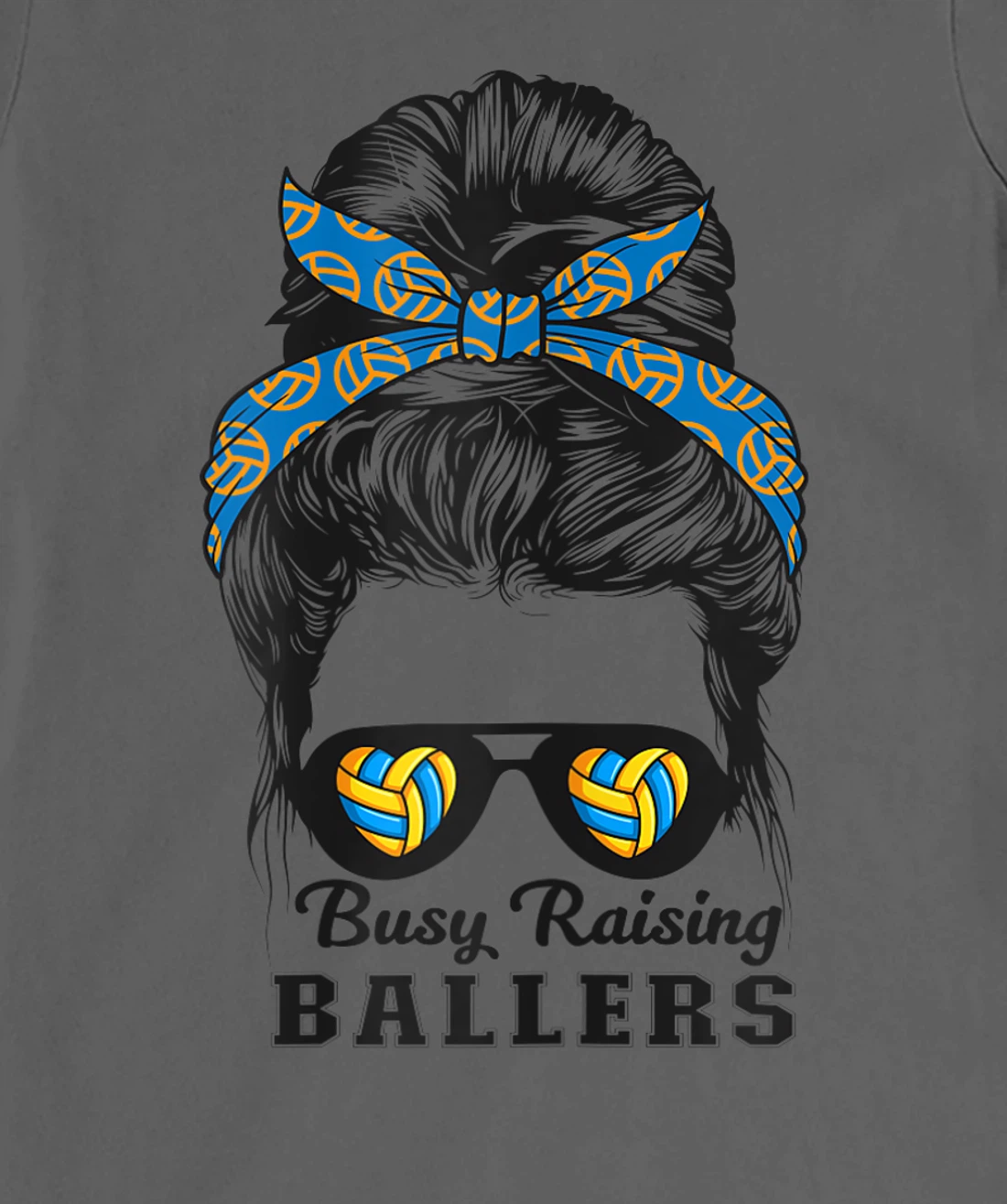 Busy Raising Ballers Messy Bun Love Heart Volleyball Mom T-Shirt, Women T-Shirt